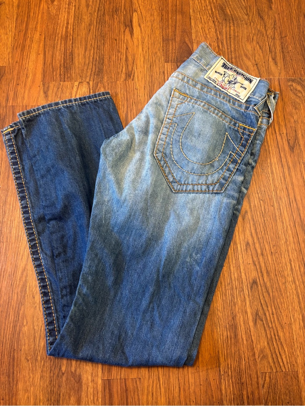 True Religion Men's Two-Tone Blue Straight Jeans